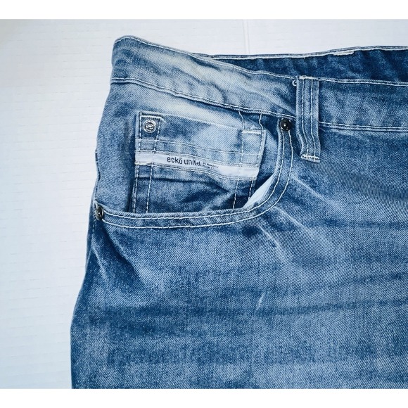 Ecko Unltd Jean Shorts Men's 50 Relaxed Fit Blue Denim Y2K Vintage Streetwear - Picture 2 of 7